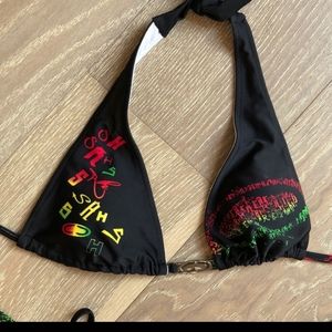 SRH black and Rasta colored bikini TOP ONLY